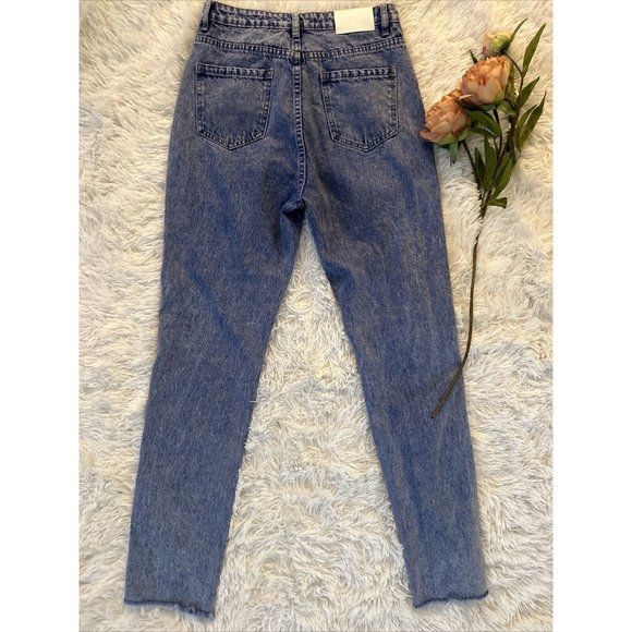 Missguided Jeans Womens 6 Blue Mom High Rise Med Wash Distressed Pants Denim - Picture 4 of 5